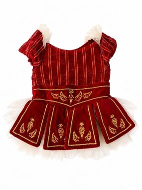 American Girl Ruby Ballet Dress 2008 Red Velvet Gold Trim 18” Doll Dress Retired